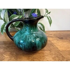 Vintage Blue Mountain Pottery Green‎ Drip Glaze Jug Pitcher Canadian Pottery